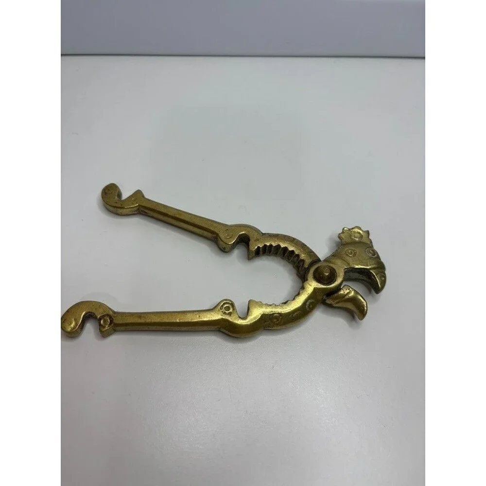 Vtg. Heavy Rooster Chicken Bird Brass Nut Crab Cracker Bottle Opener Nutcracker